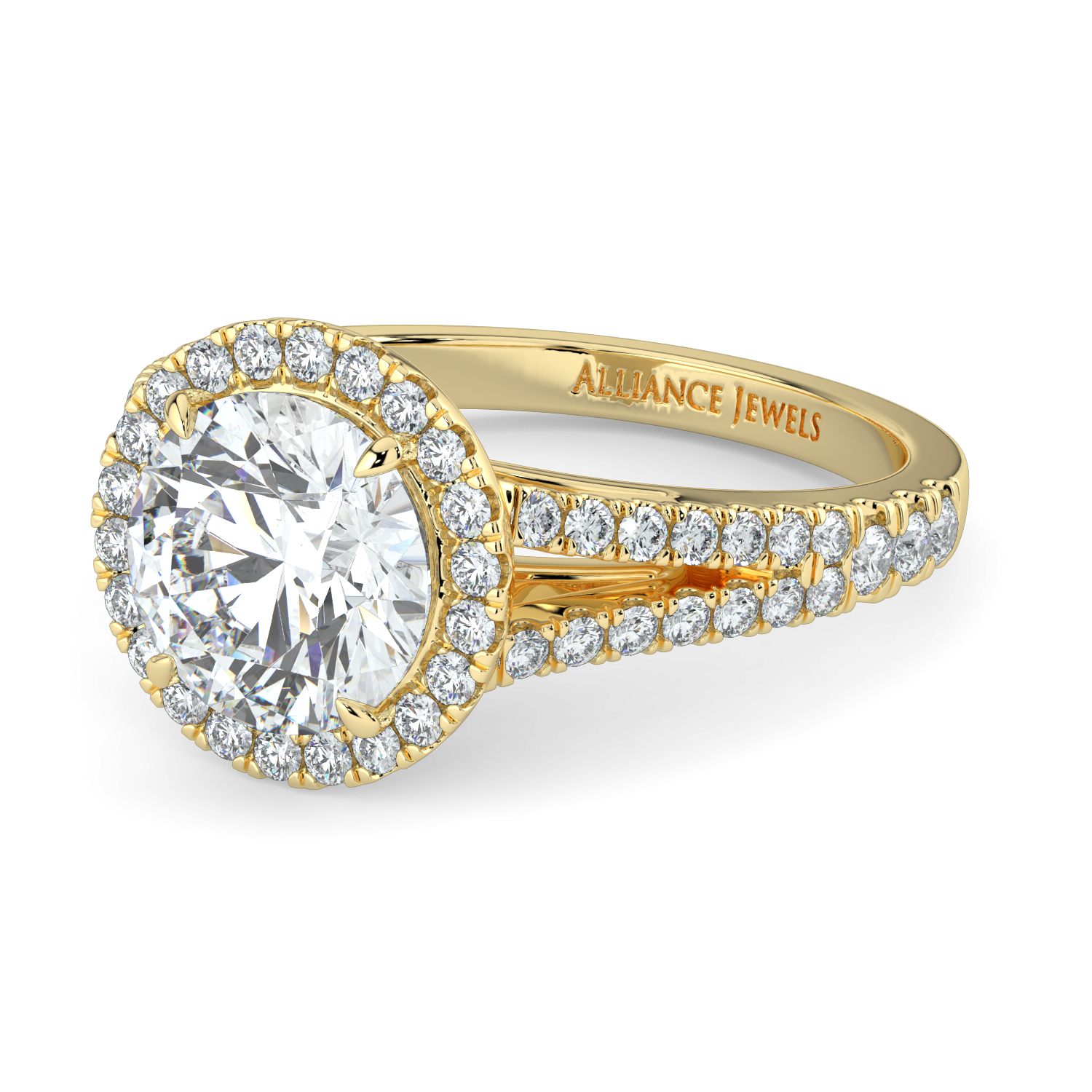 Round Classic Halo Diamond Split Band