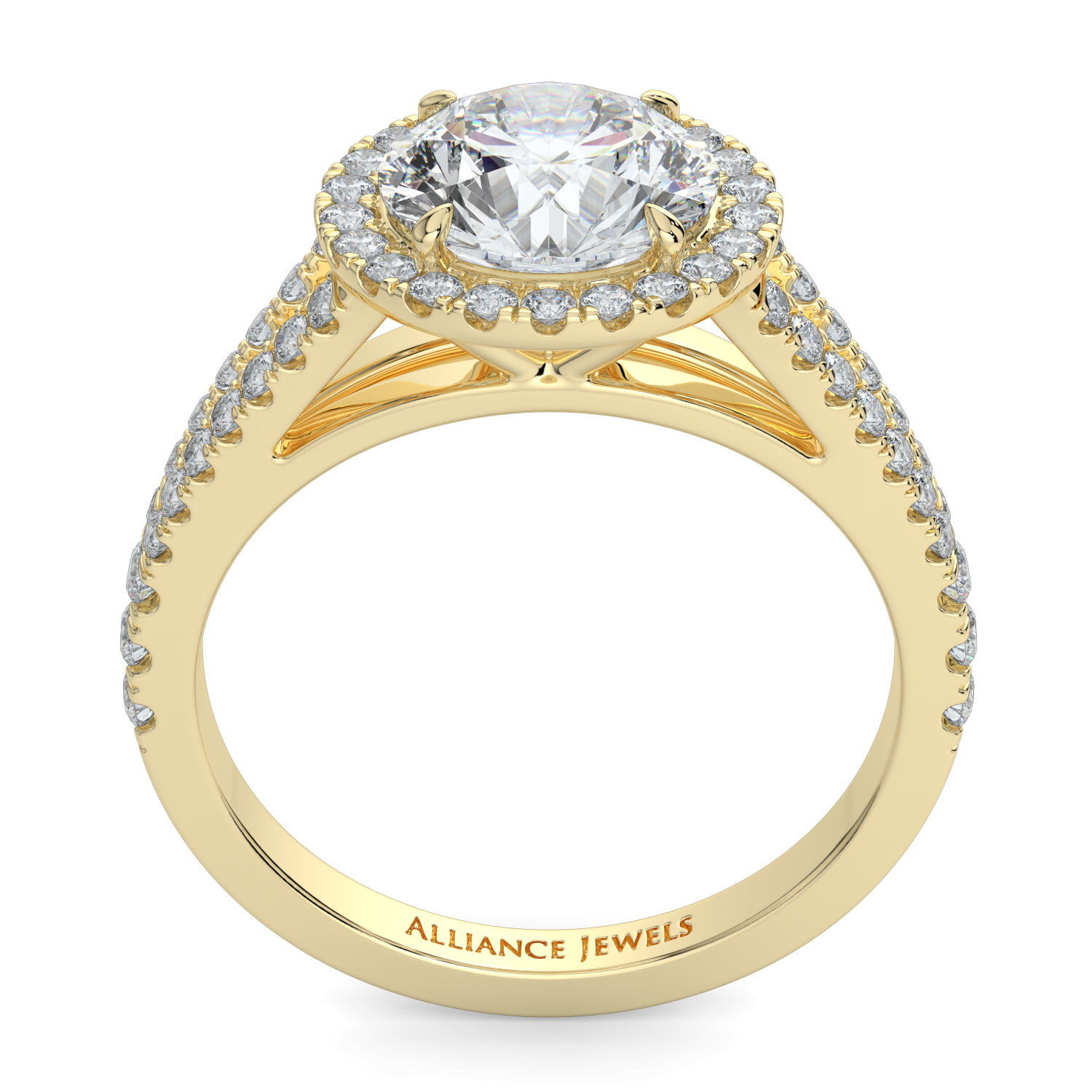Round Classic Halo Diamond Split Band