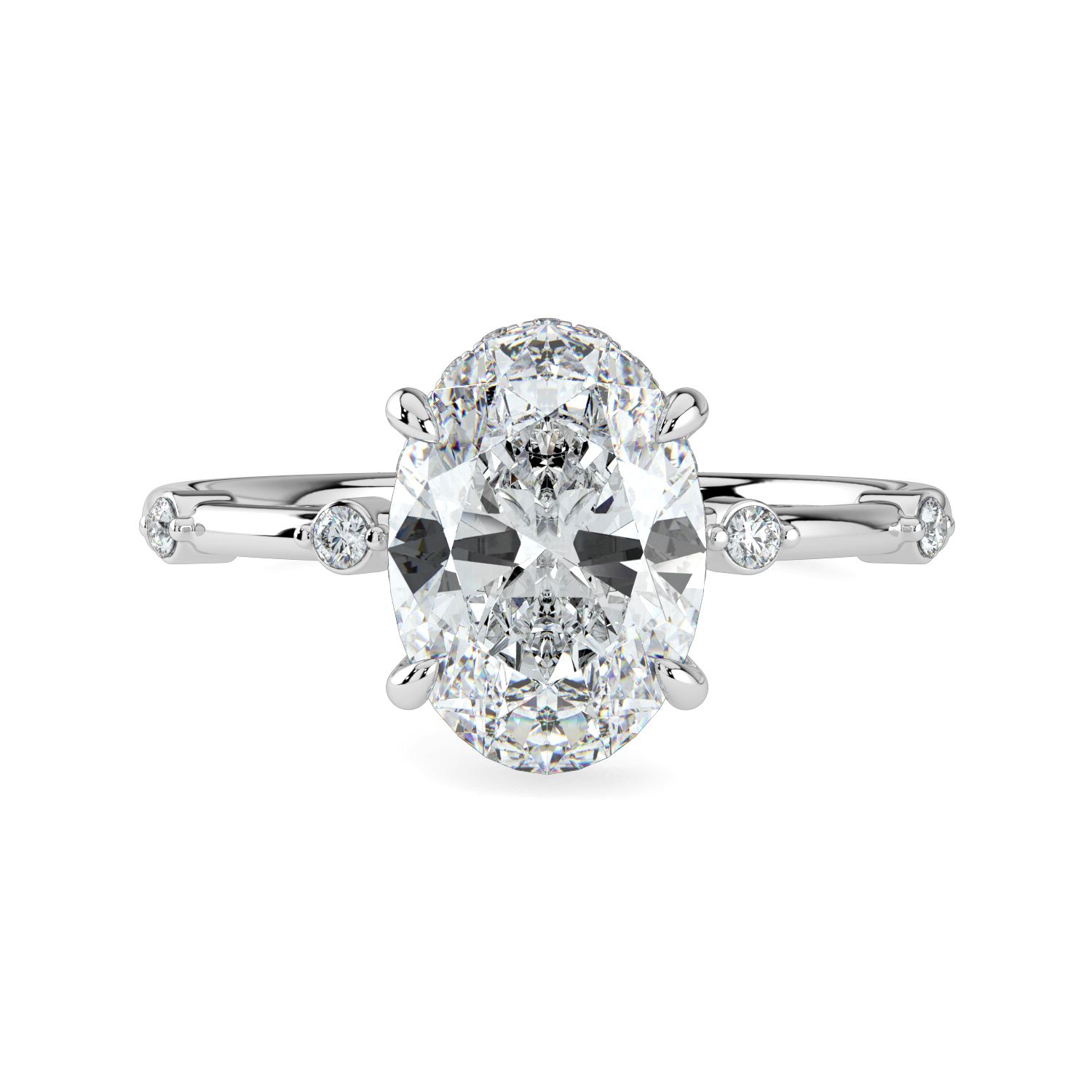 Oval Cut Wraparound Hidden Halo Spaced Out Diamond Band