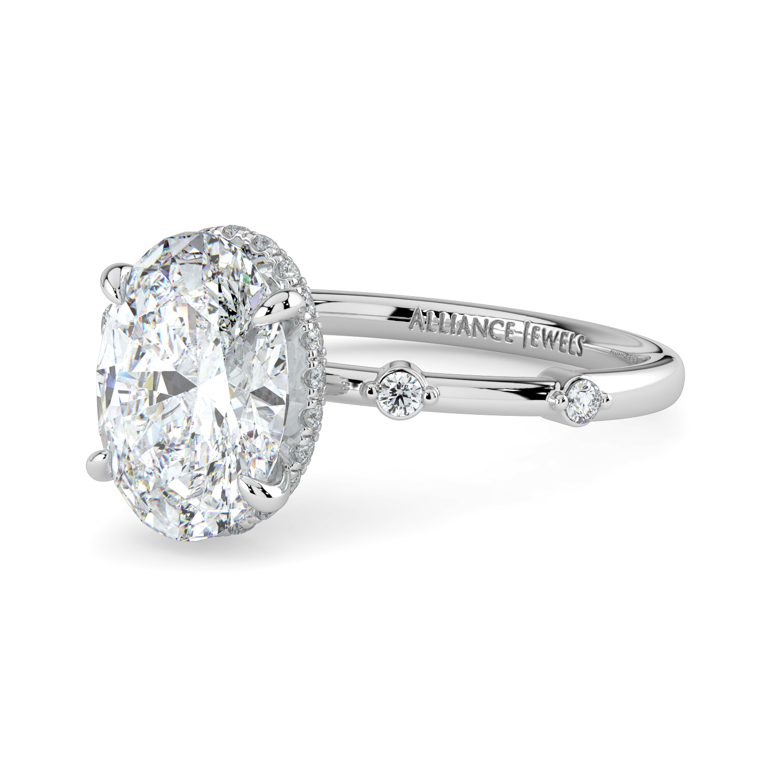Oval Cut Wraparound Hidden Halo Spaced Out Diamond Band