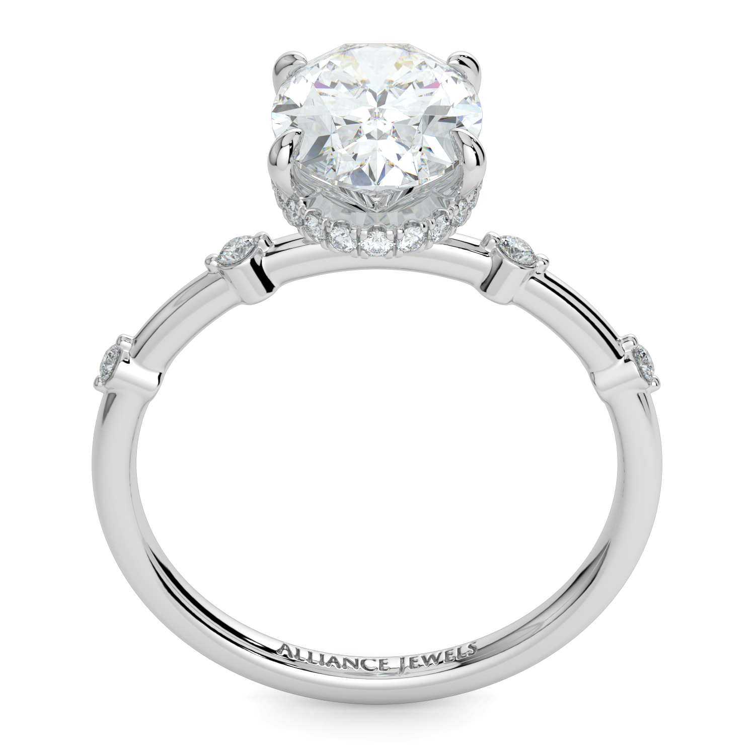 Oval Cut Wraparound Hidden Halo Spaced Out Diamond Band