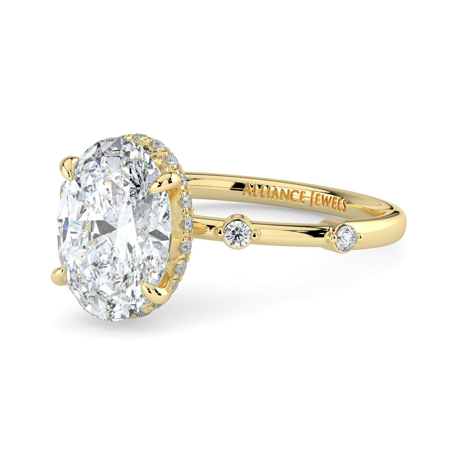 Oval Cut Wraparound Hidden Halo Spaced Out Diamond Band