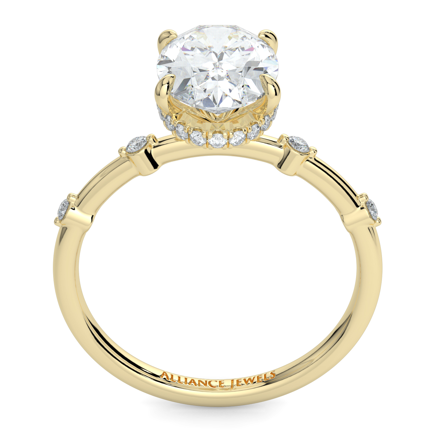 Oval Cut Wraparound Hidden Halo Spaced Out Diamond Band