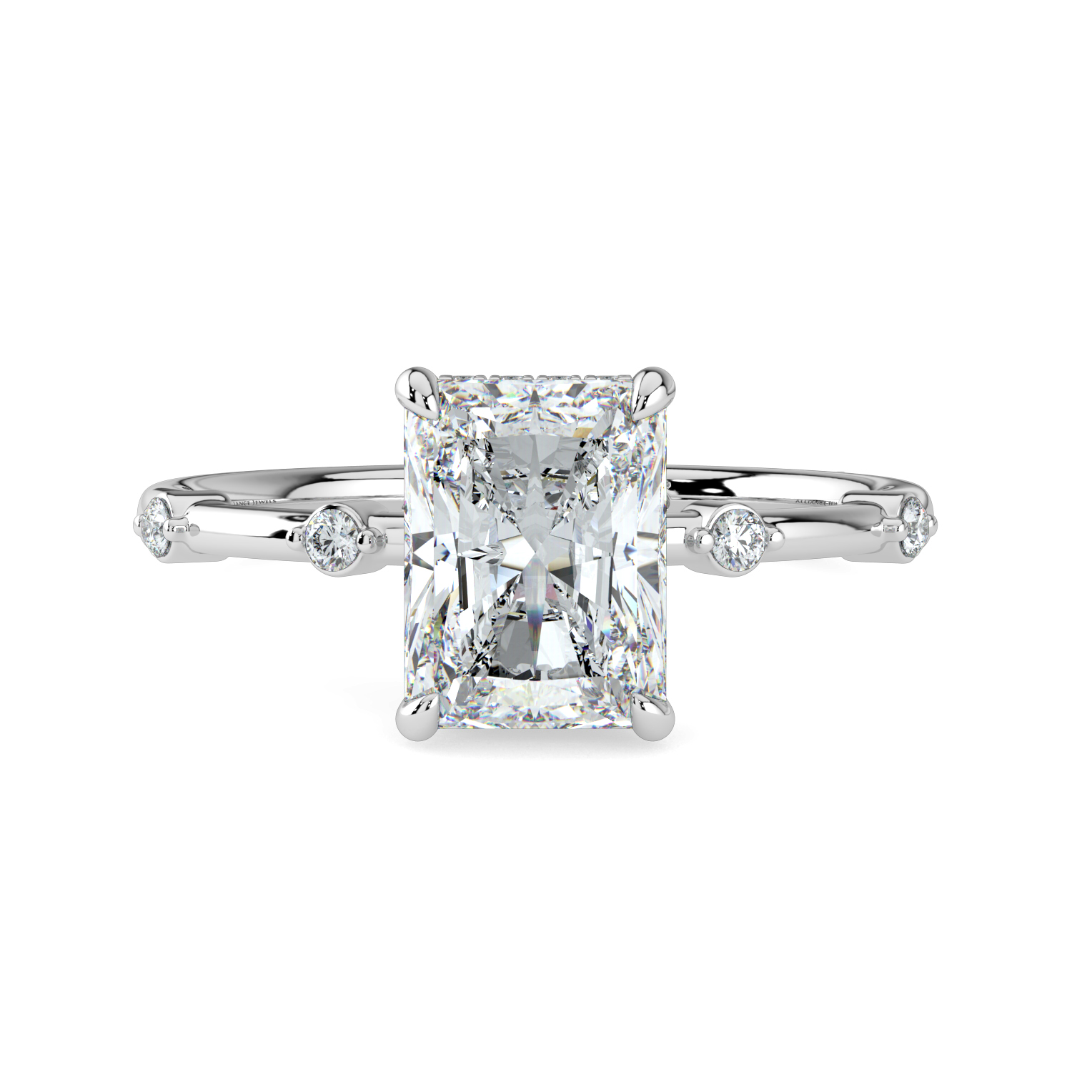 Radiant Cut Wraparound Hidden Halo Spaced Out Diamond Band