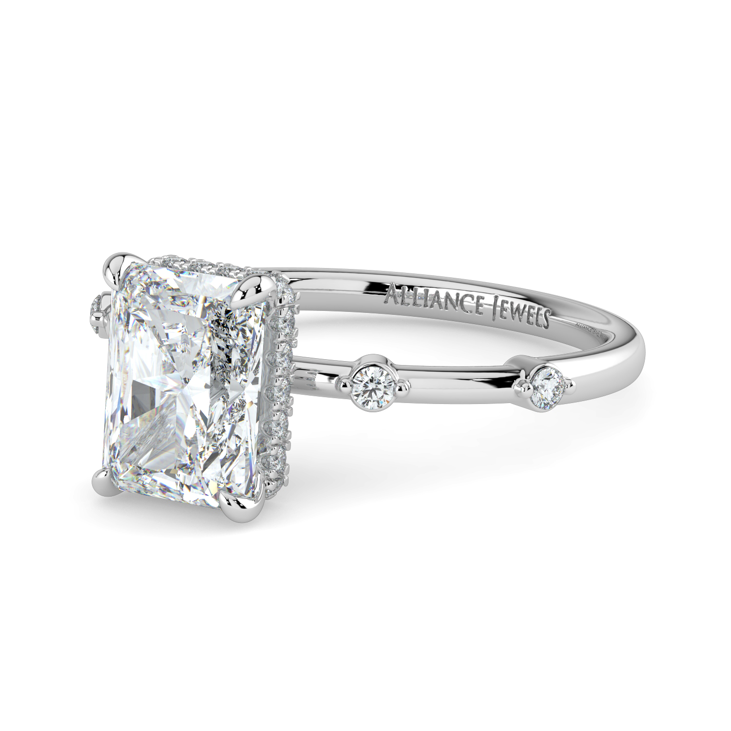 Radiant Cut Wraparound Hidden Halo Spaced Out Diamond Band
