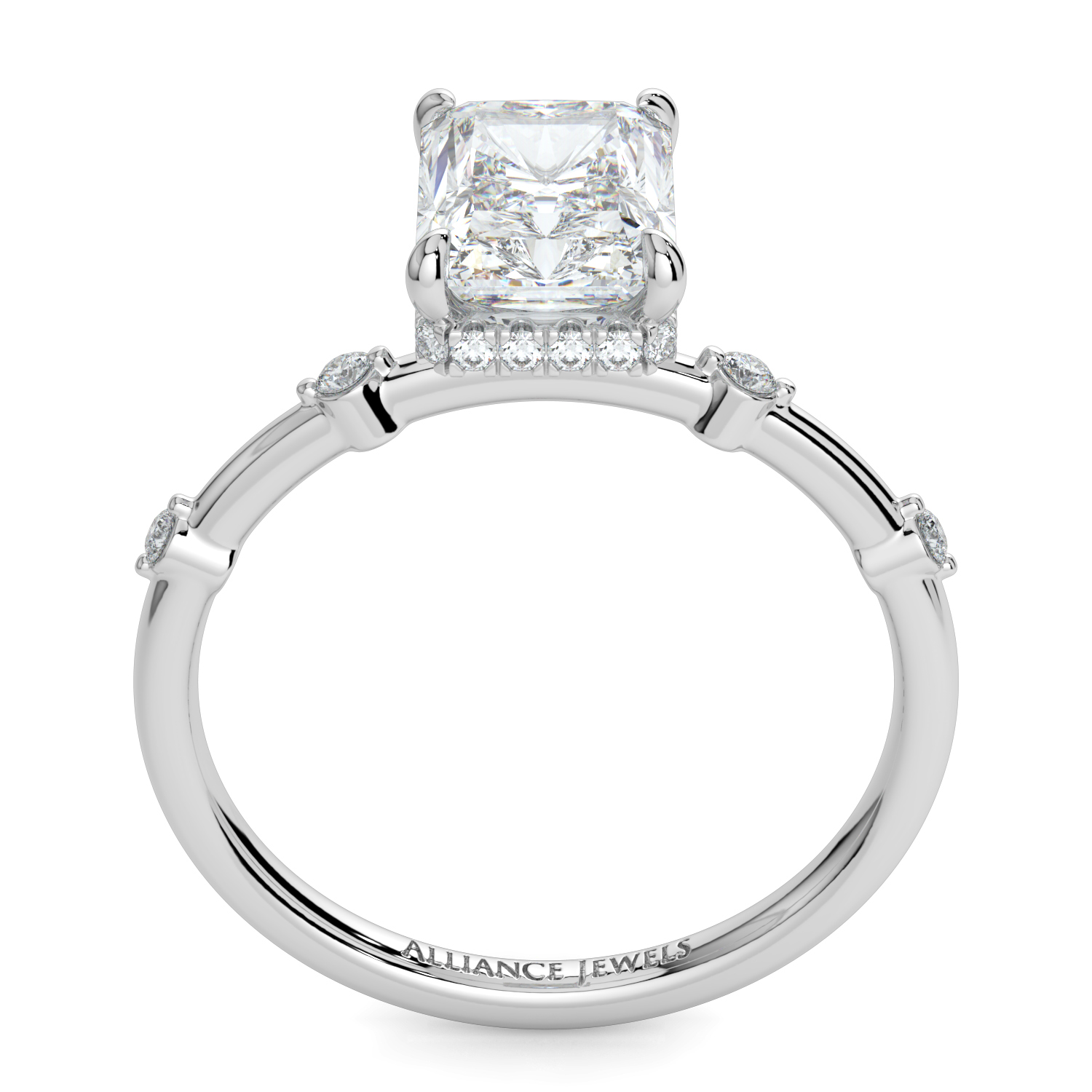 Radiant Cut Wraparound Hidden Halo Spaced Out Diamond Band
