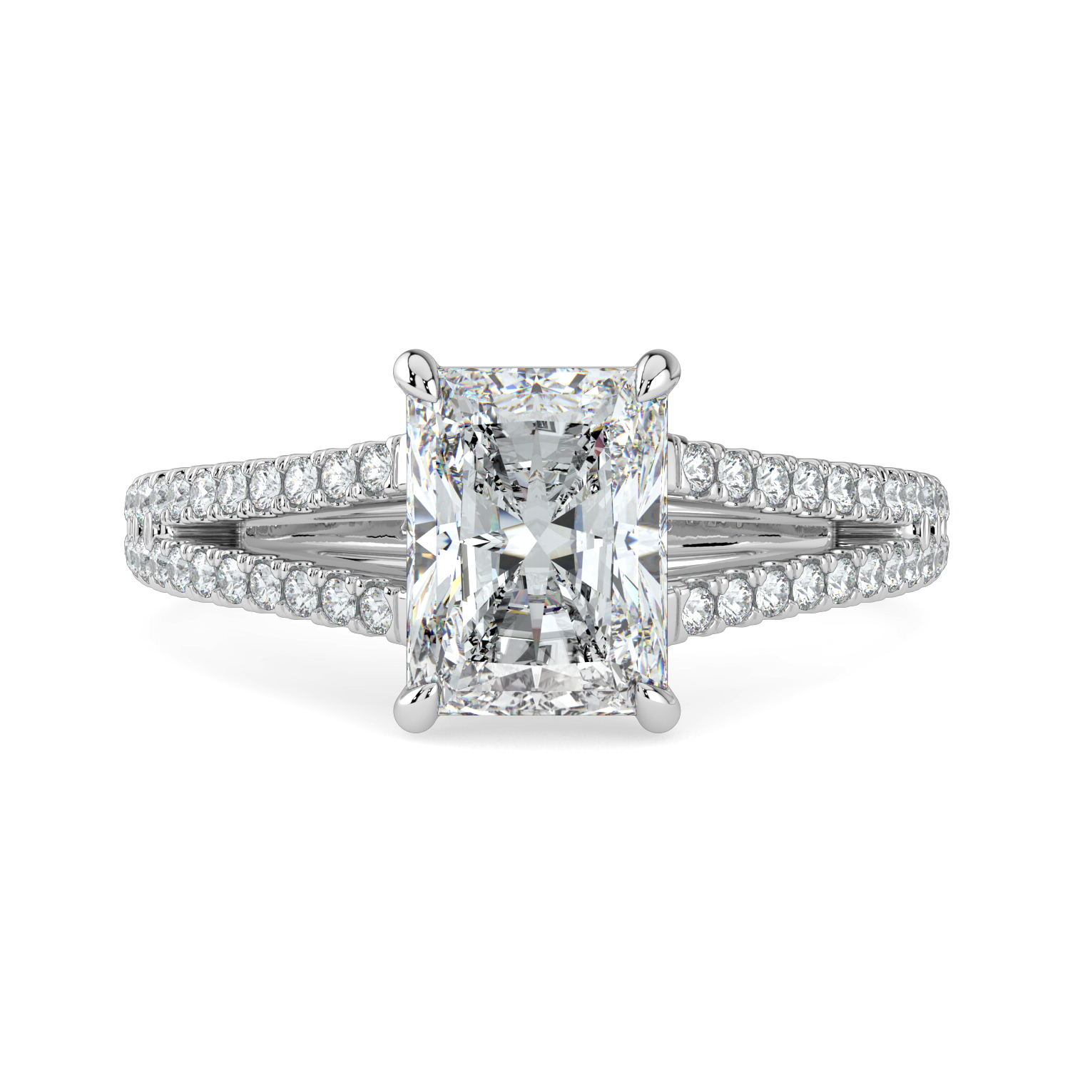 Radiant Cut Split Diamond Band