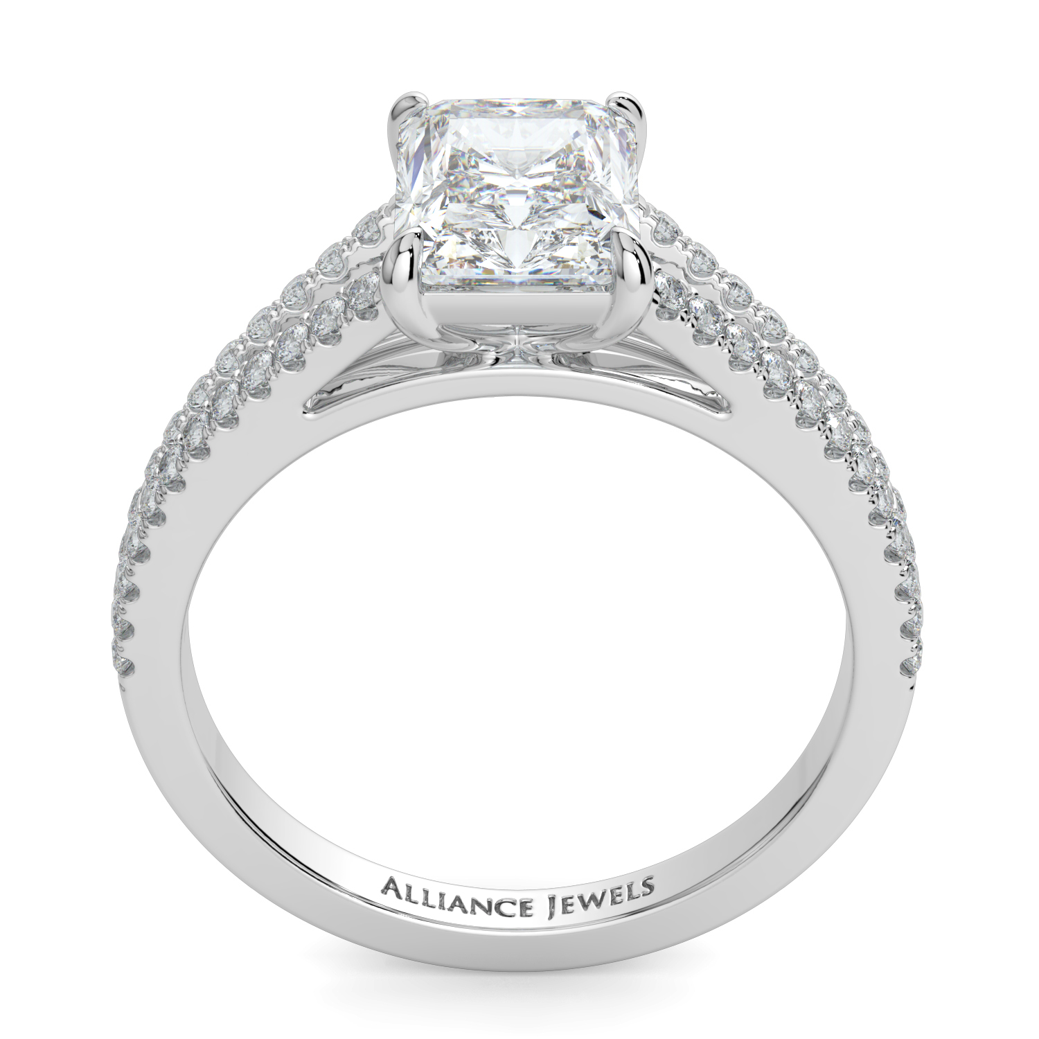 Radiant Cut Split Diamond Band