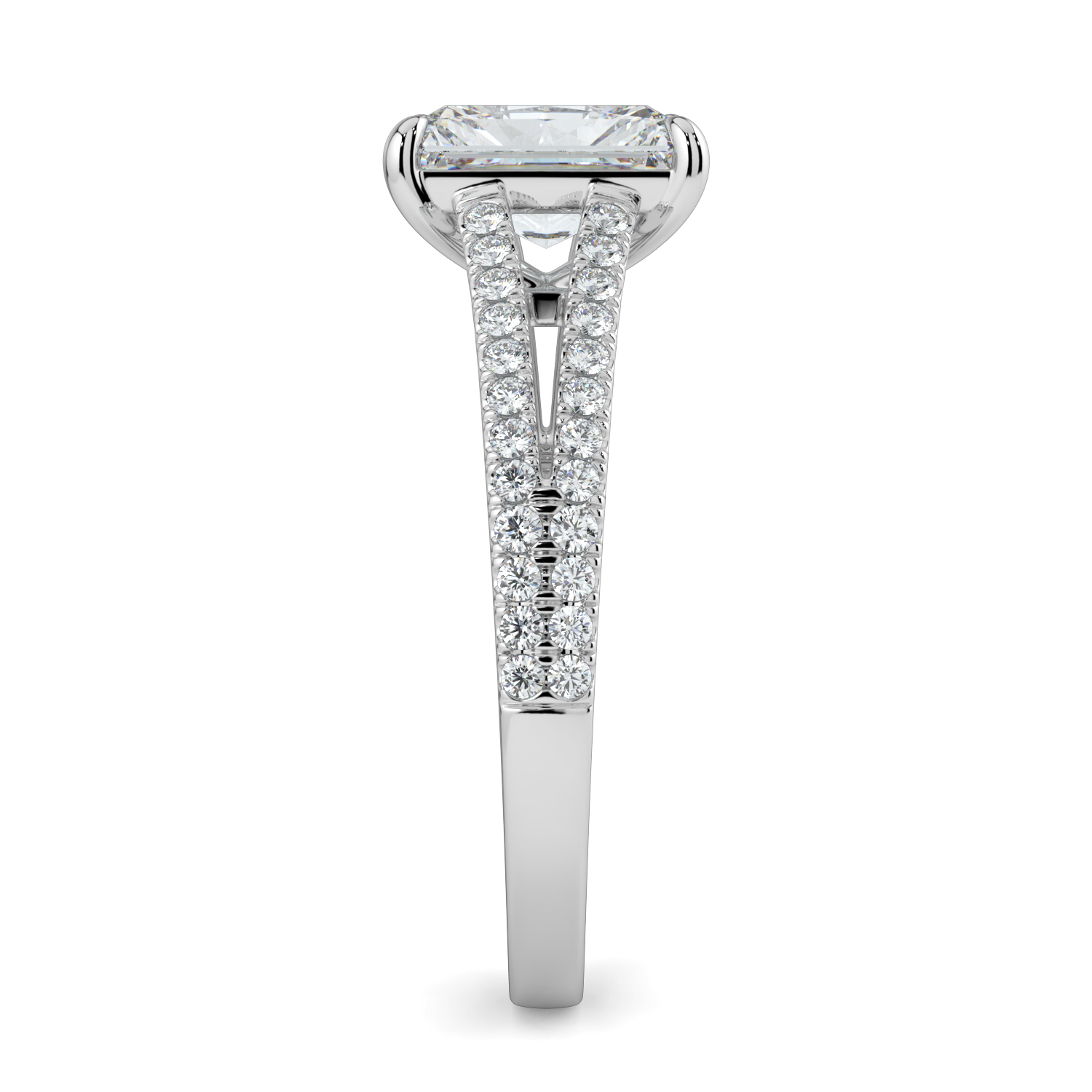 Radiant Cut Split Diamond Band